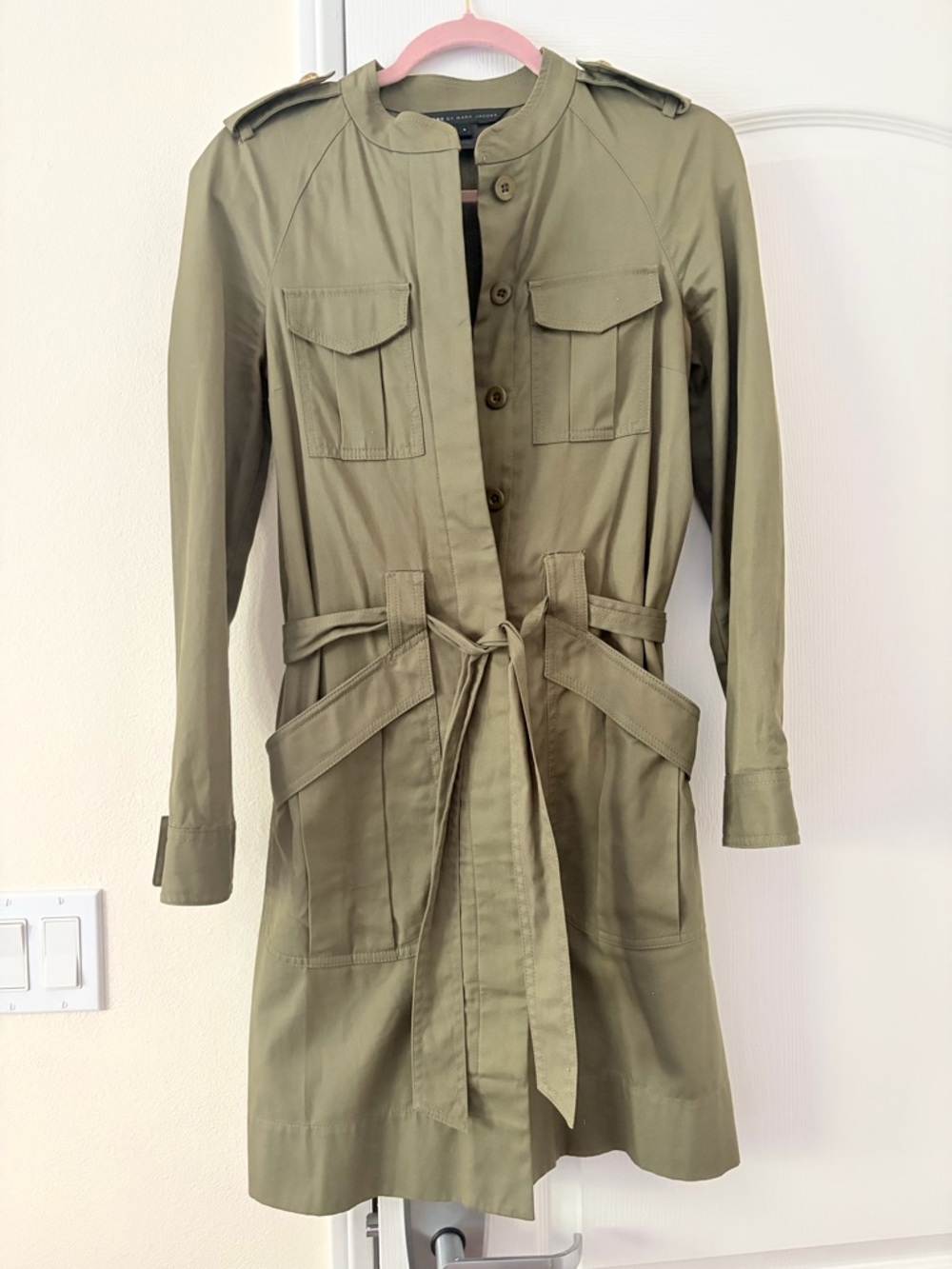 Marc Jacobs Olive Military-Style Dress/ Trench Coat - Classic Utility Jacket